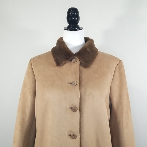 Vintage FU DA New York Womens Jacket Sherpa Lined Faux Suede 90's - Picture 3 of 6